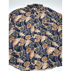 Chiamare 100% Silk Men's XL Cool Design Short Sleeve Collared Button Down